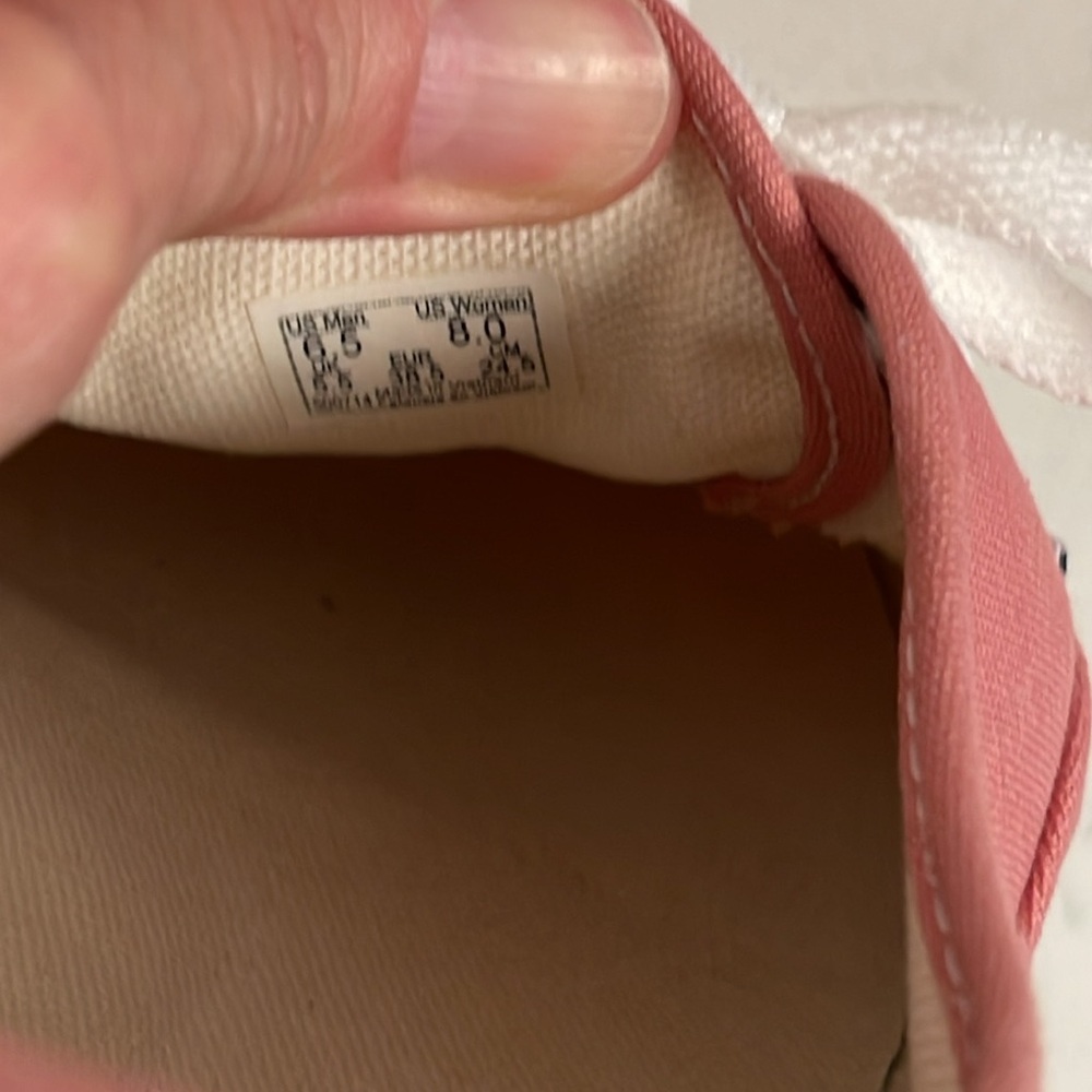 Vans Authentic Rosette & White Skate Shoes Size 8 Dusty Rose Pink Color - Picture 12 of 17